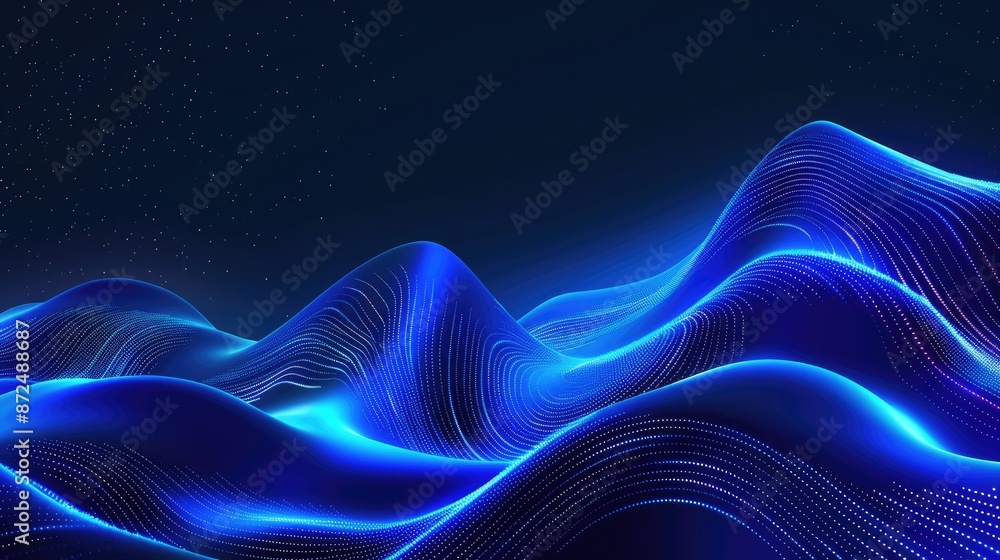 Abstract blue neon waves illustration, minimalist and sophisticated Abstract blue neon waves illustration, minimalist and sophisticated