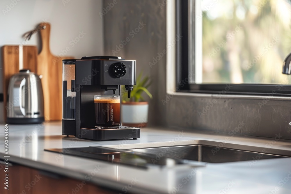 Espresso Machine in Modern Kitchen Setting Espresso Machine in Modern Kitchen Setting
