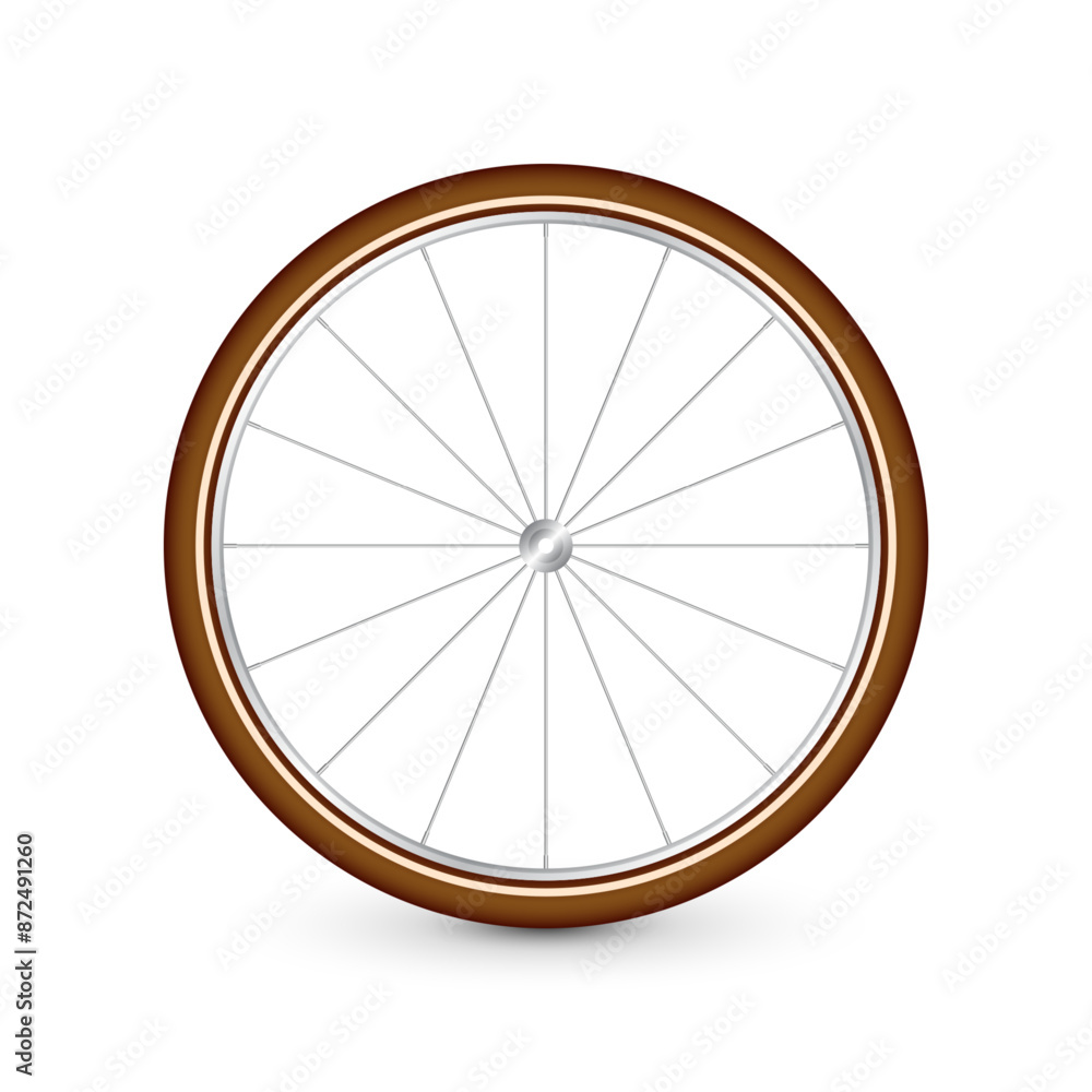 Realistic 3d retro bicycle wheel. Bike rubber tire, shiny metal spokes and rim. Fitness cycle, touring, sport, road and mountain bike. Vector illustration Realistic 3d retro bicycle wheel. Bike rubber tire, shiny metal spokes and rim. Fitness cycle, touring, sport, road and mountain bike. Vector illustration