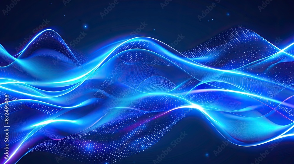 Elegant blue neon waves illustration, suitable for sophisticated designs Elegant blue neon waves illustration, suitable for sophisticated designs