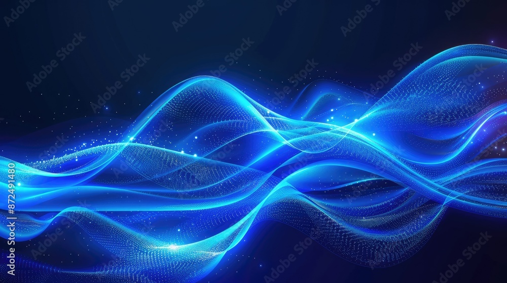 Fototapeta premium Elegant blue neon waves illustration, suitable for sophisticated designs