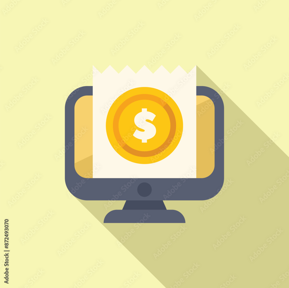 Online payment system is processing a transaction with a golden coin displayed on a computer screen Online payment system is processing a transaction with a golden coin displayed on a computer screen