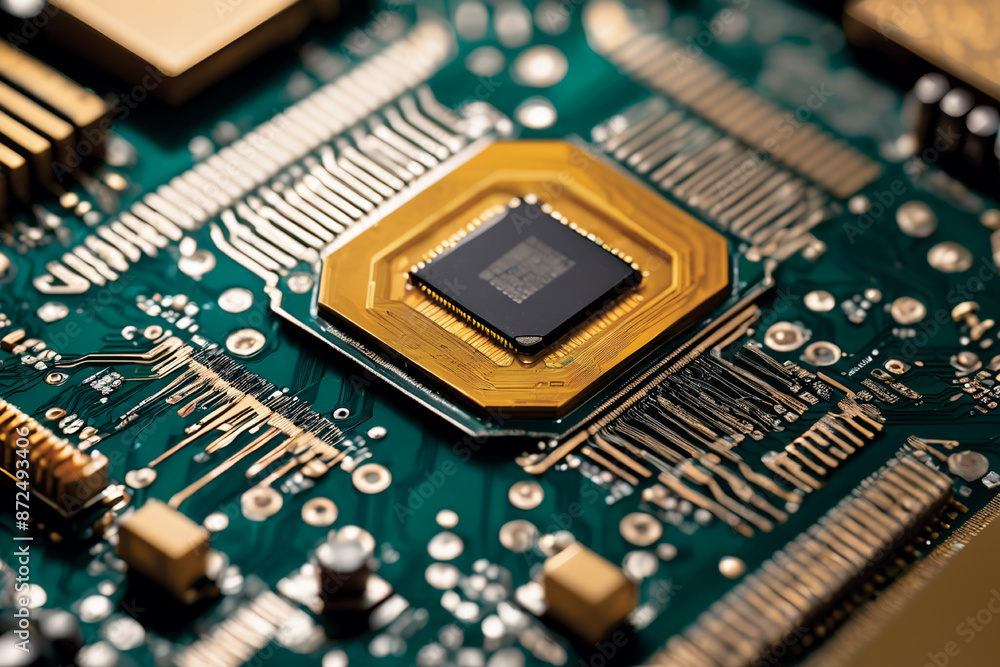 Computer Microchips and Processors on Electronic circuit board Computer Microchips and Processors on Electronic circuit board
