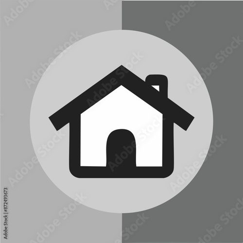 home icon on a gray background, vector illustration. Flat design style house logo symbol.