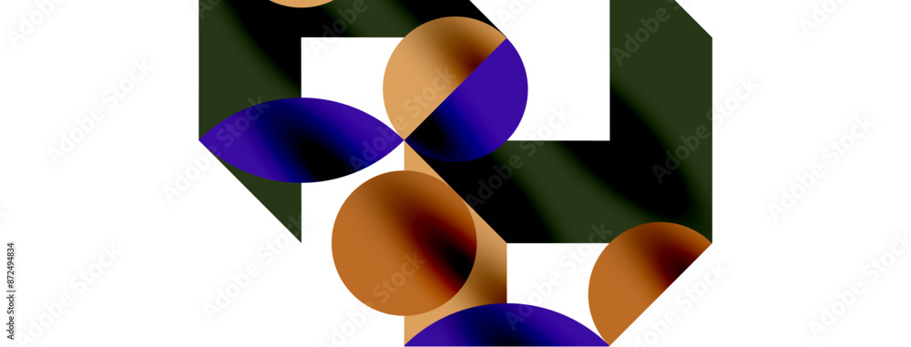 Metal color circles with shadows and other geometric elements composition for wallpaper, banner, background or landing Metal color circles with shadows and other geometric elements composition for wallpaper, banner, background or landing