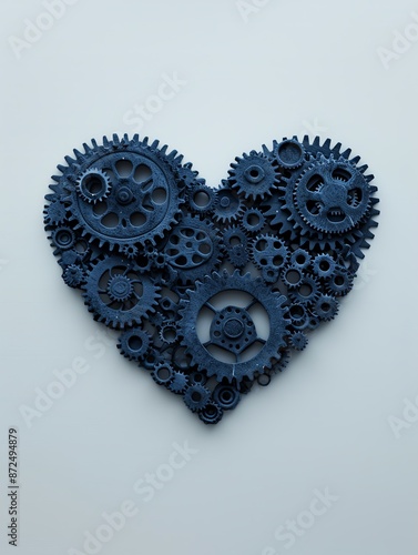 Metaphorical image of a heart made of clockwork gears, techniques, mechanical emotion photo