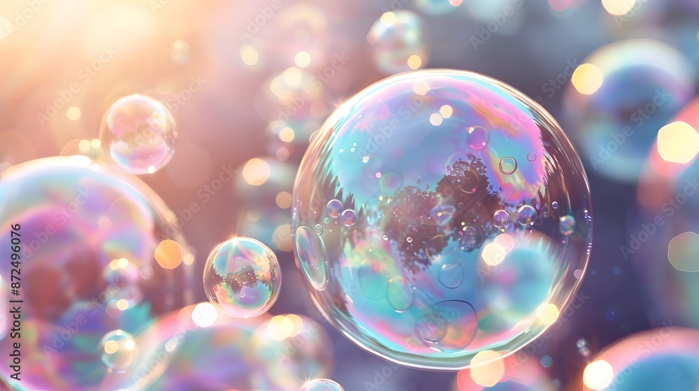 Mesmerizing Soap Bubble Kaleidoscopic Reflections in Prismatic Light Illumination Mesmerizing Soap Bubble Kaleidoscopic Reflections in Prismatic Light Illumination