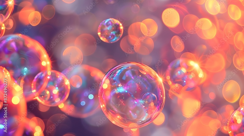 Mesmerizing Soap Bubbles Ablaze with Vibrant Lights and Colors in an Abstract Background Mesmerizing Soap Bubbles Ablaze with Vibrant Lights and Colors in an Abstract Background