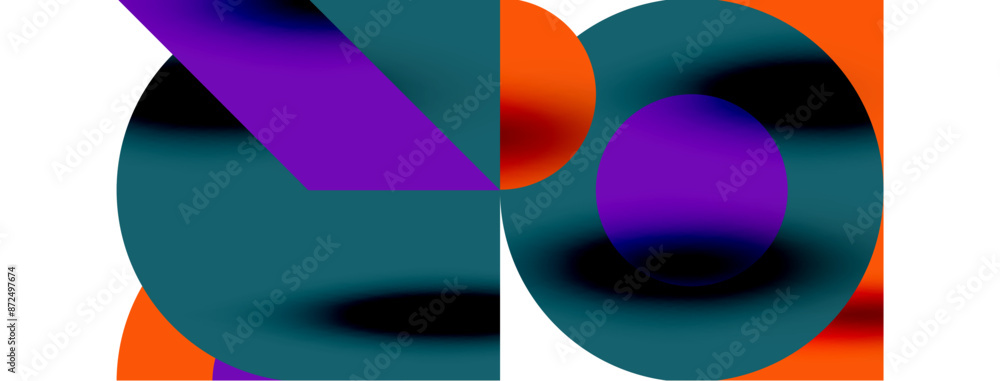 Metal color circles with shadows and other geometric elements composition for wallpaper, banner, background or landing Metal color circles with shadows and other geometric elements composition for wallpaper, banner, background or landing