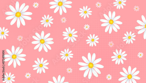 seamless pattern of pink daisy flower