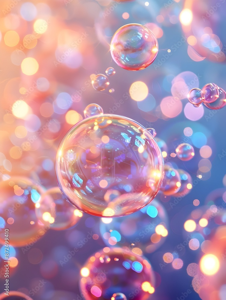 Enchanting Iridescent Bubbles Floating in Luminous Illumination Enchanting Iridescent Bubbles Floating in Luminous Illumination