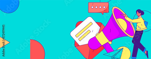 Virtual characters social communication concept business flat vector hand drawn illustration
