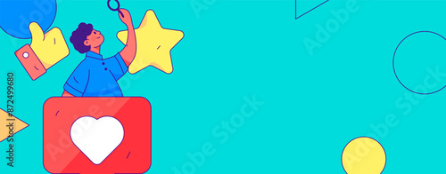 Virtual characters social communication concept business flat vector hand drawn illustration
