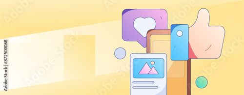 Virtual characters social communication concept business flat vector hand drawn illustration
