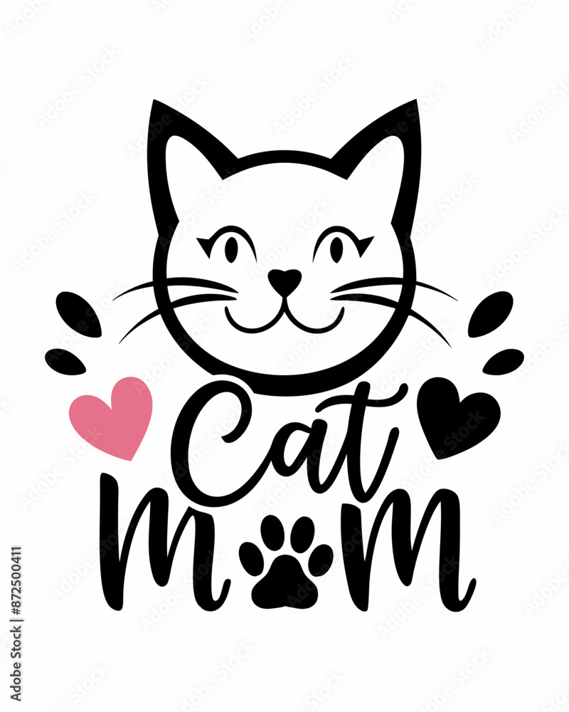 Cat mom, Typography T-shirt Design Vector Art illustration for Mother's Day, mom, mama Cat mom, Typography T-shirt Design Vector Art illustration for Mother's Day, mom, mama