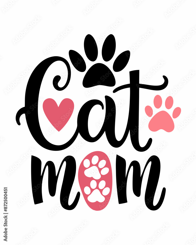 Obraz premium Cat mom, Typography T-shirt Design Vector Art illustration for Mother's Day, mom, mama