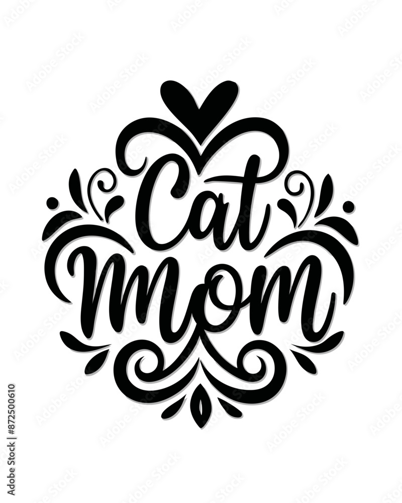 Cat mom, Typography T-shirt Design Vector Art illustration for Mother's Day, mom, mama Cat mom, Typography T-shirt Design Vector Art illustration for Mother's Day, mom, mama