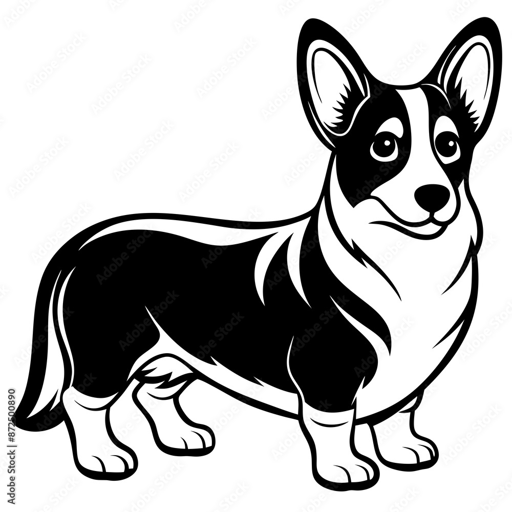 corgi dog, clear and smooth lines vector silhouette illustration corgi dog, clear and smooth lines vector silhouette illustration
