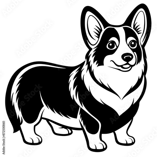 corgi dog, clear and smooth lines vector silhouette illustration