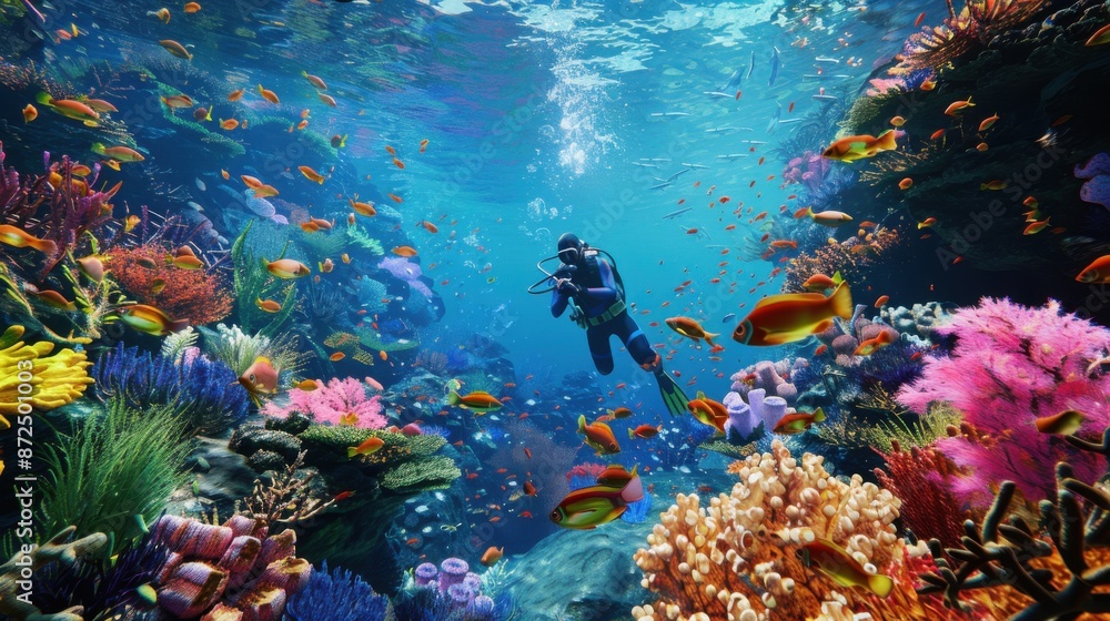 Fototapeta premium A CG 3D render of an underwater scene