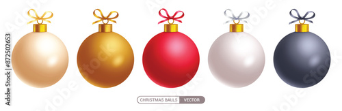 Christmas balls colorful vector set design. Christmas balls colorful ornaments with plain, glossy, shiny and round shape elements for holiday season elegant sphere collection. Vector illustration 