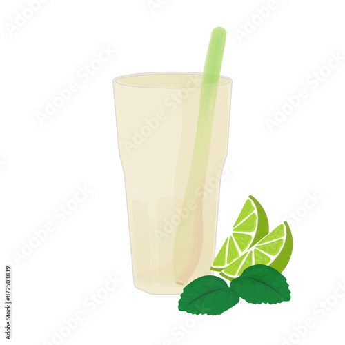 Vector illustration logo Clip art Health drinks lemongrass drink 