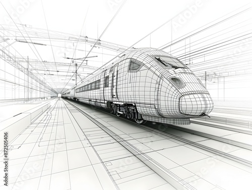 Minimalist Blueprint of High Speed Train Components Manufacturer photo