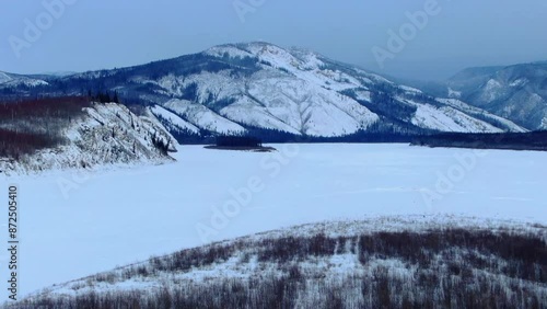 Wallpaper Mural Aerial Zoom In Scenic Shot Of Snowy Rock Formations During Winter Season - Calico Bluff, Alaska Torontodigital.ca