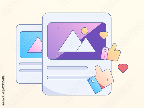 Virtual characters social communication concept business flat vector hand drawn illustration
