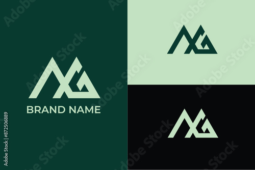 letter AG, MG modern abstract business logo, letter AG mountain peak travel and adventure logo