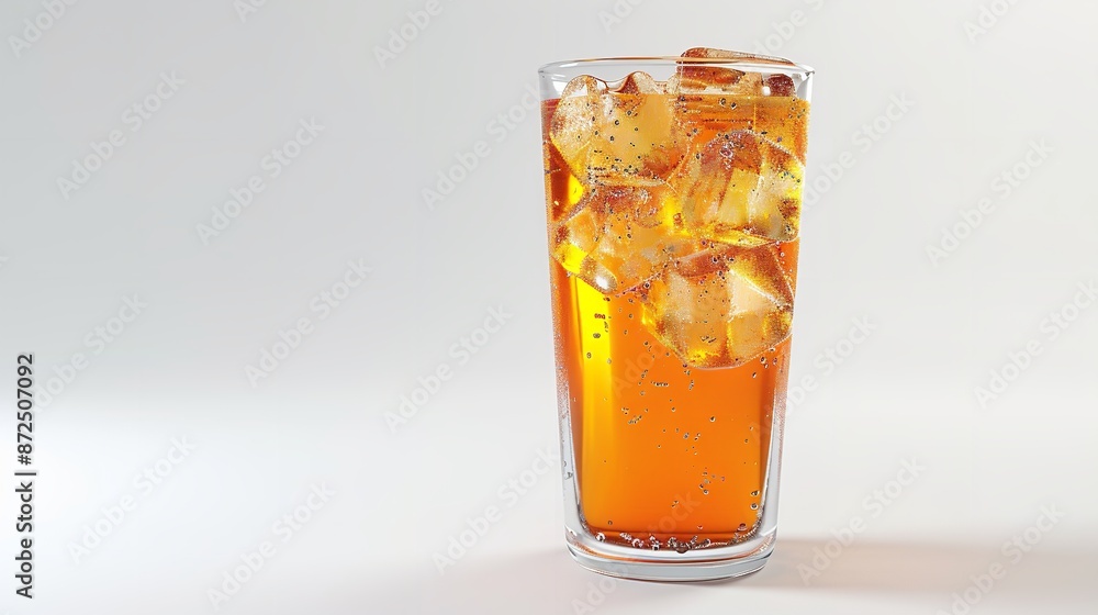 Glass of Orange Soda Water with Ice Cubes on White
Glass of Orange Soda Water with Ice Cubes on White