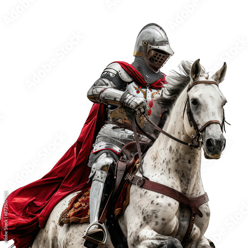 horse and rider isolated on a White Background