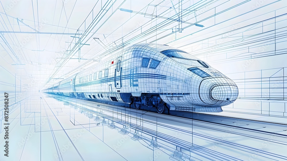 Sleek Infographic Blueprint of High Speed Train Component Design and Manufacturing Sleek Infographic Blueprint of High Speed Train Component Design and Manufacturing