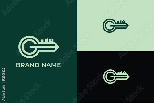 initial letter G for key real estate logo modern abstract vector, key icon vector Modern real estate logo  suitable for finance business, stock and investment vector security and protection logo