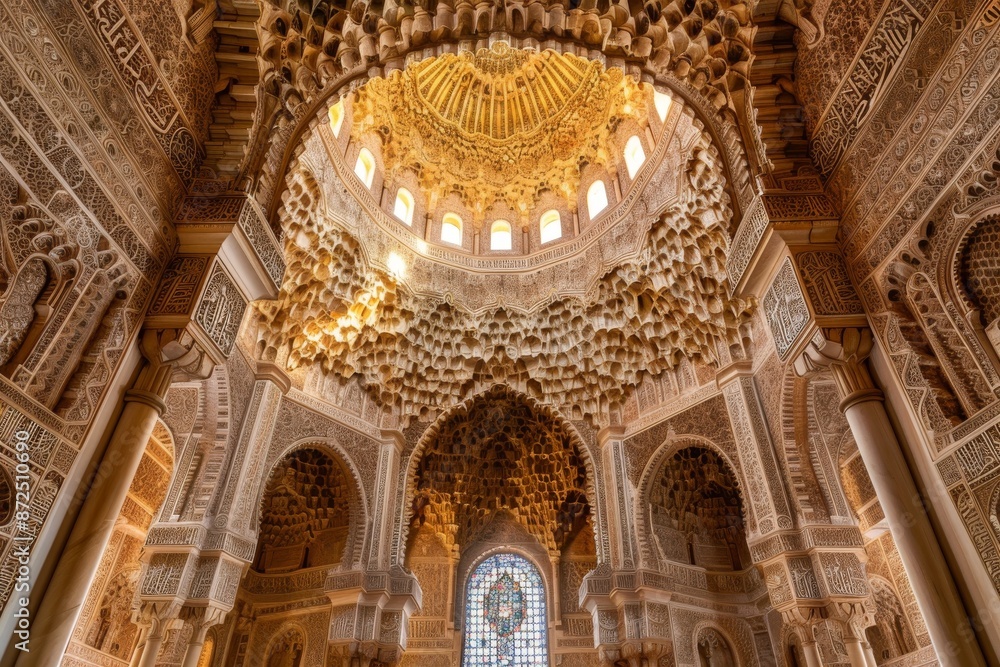 Intricate Ceiling of the  Alhambra Palace in Granada