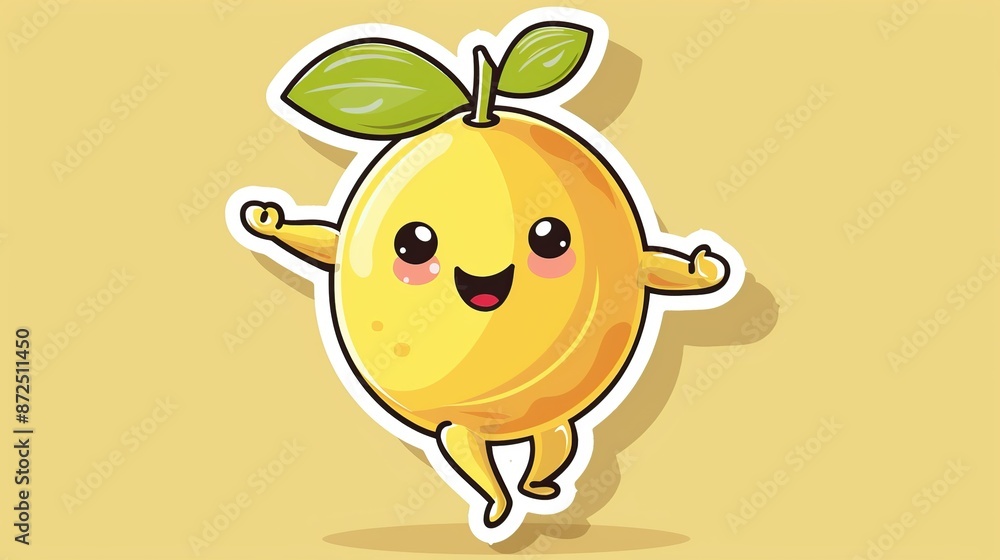 Lemon retro mascot with hand and foot. Retro cartoon stickers with funny Lemon retro mascot with hand and foot. Retro cartoon stickers with funny