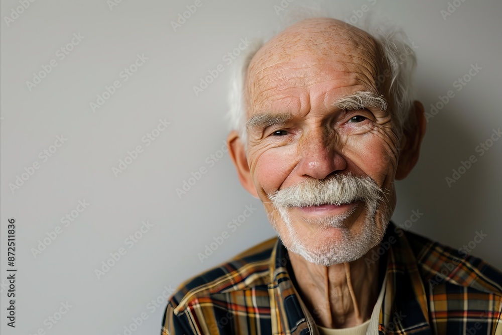 Portrait of a senior man with a white beard in a plaid shirt Portrait of a senior man with a white beard in a plaid shirt
