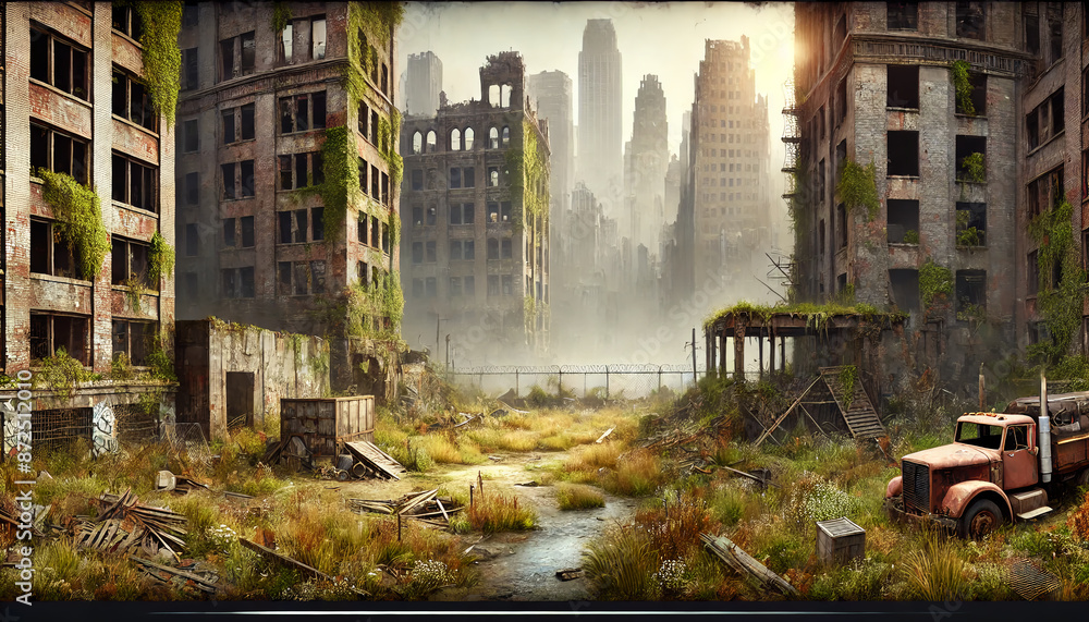 custom made wallpaper toronto digitalPost-apocalyptic cityscape for RPG game