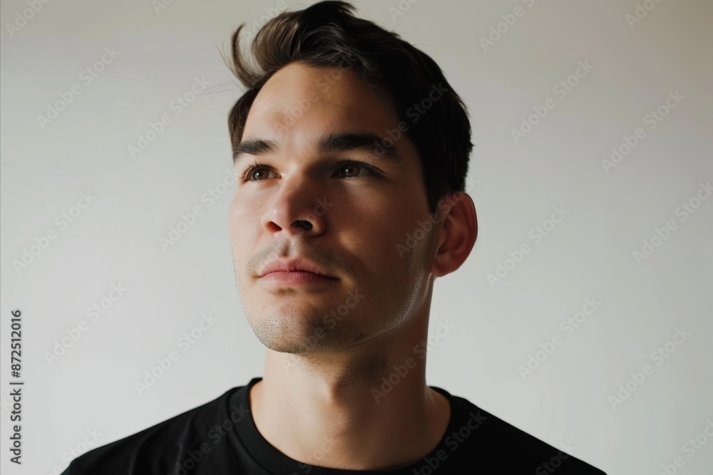 Obraz premium Portrait of a handsome young man in black t-shirt.
