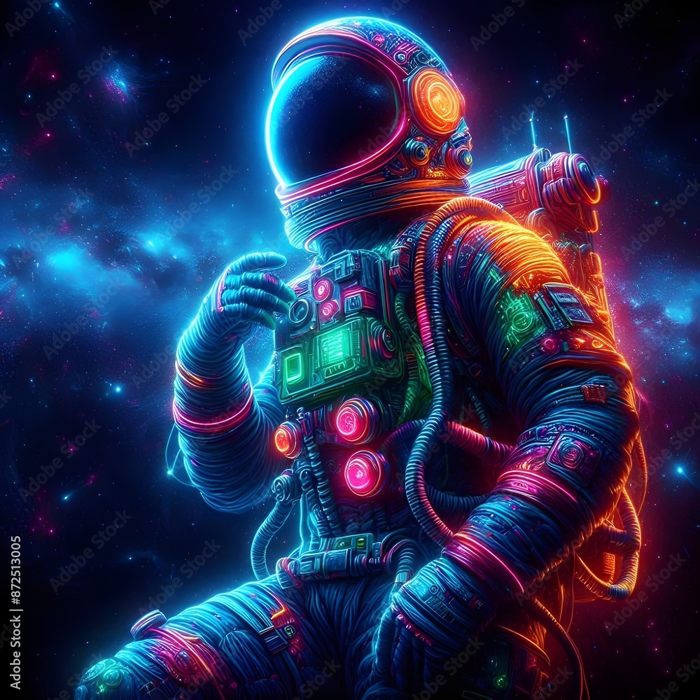 An astronaut floats in the vastness of space.
An astronaut floats in the vastness of space.