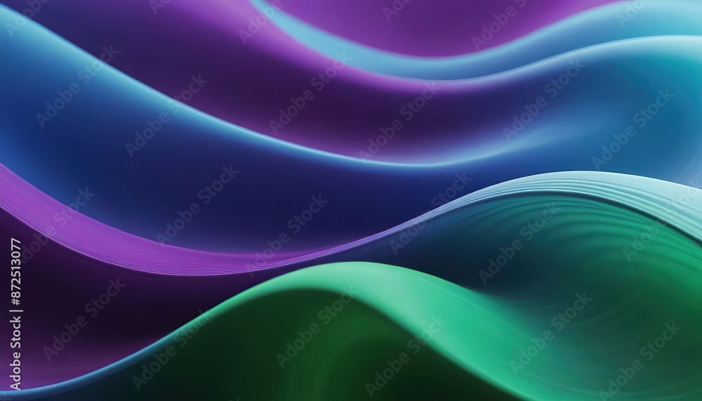 Obraz premium Abstract fluid iridescent holographic neon curved wave in motion green blue and purple background