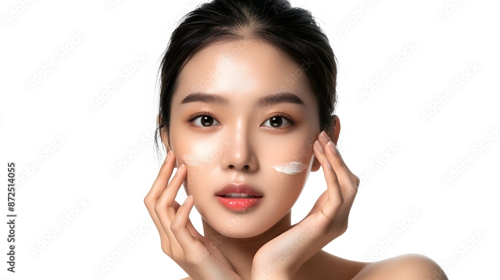 Flawless Skincare Portrait of a Young Asian Woman with K-Beauty Makeu Flawless Skincare Portrait of a Young Asian Woman with K-Beauty Makeu