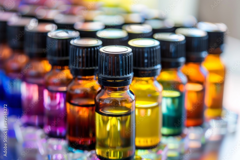 Assortment of Essential Oils in Glass Bottles Assortment of Essential Oils in Glass Bottles
