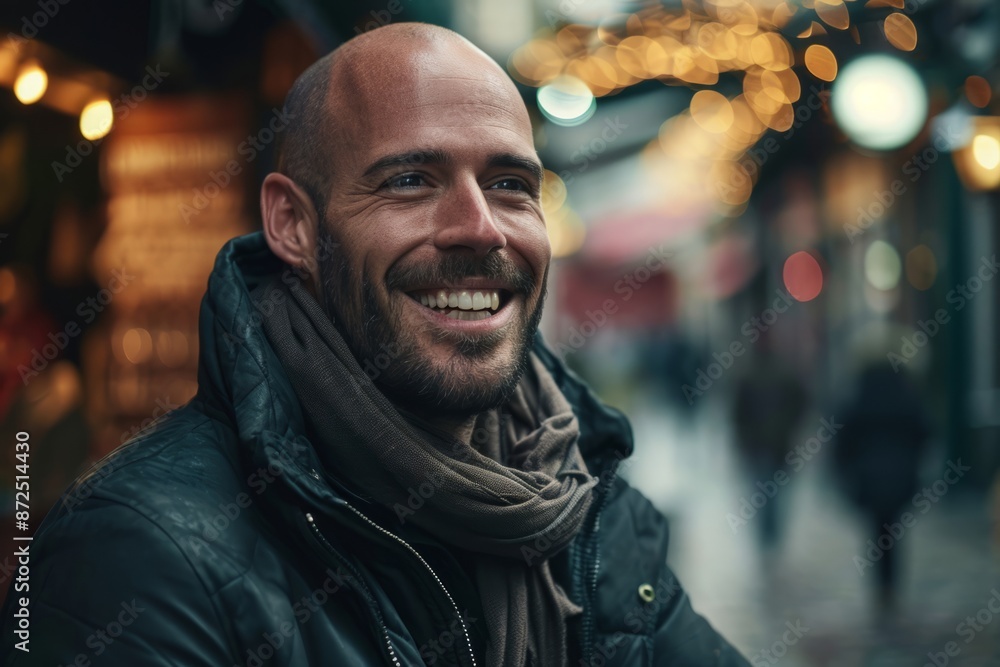 Portrait of a smiling middle-aged man in the city. Portrait of a smiling middle-aged man in the city.