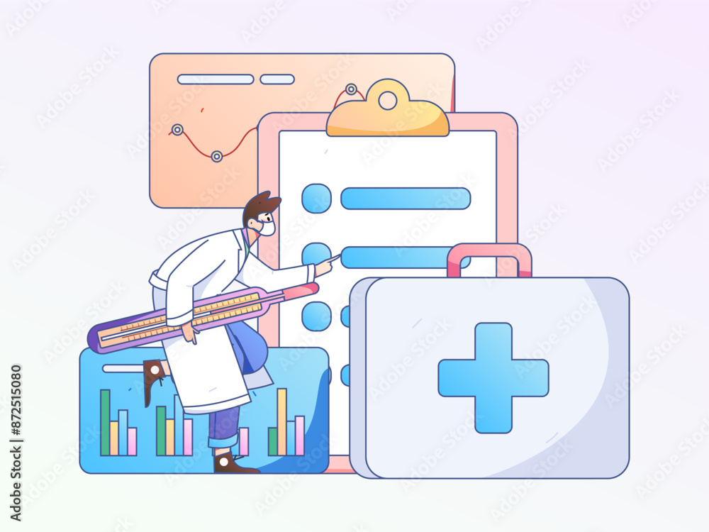Doctor examines patient flat vector concept operation hand drawn illustration
Doctor examines patient flat vector concept operation hand drawn illustration