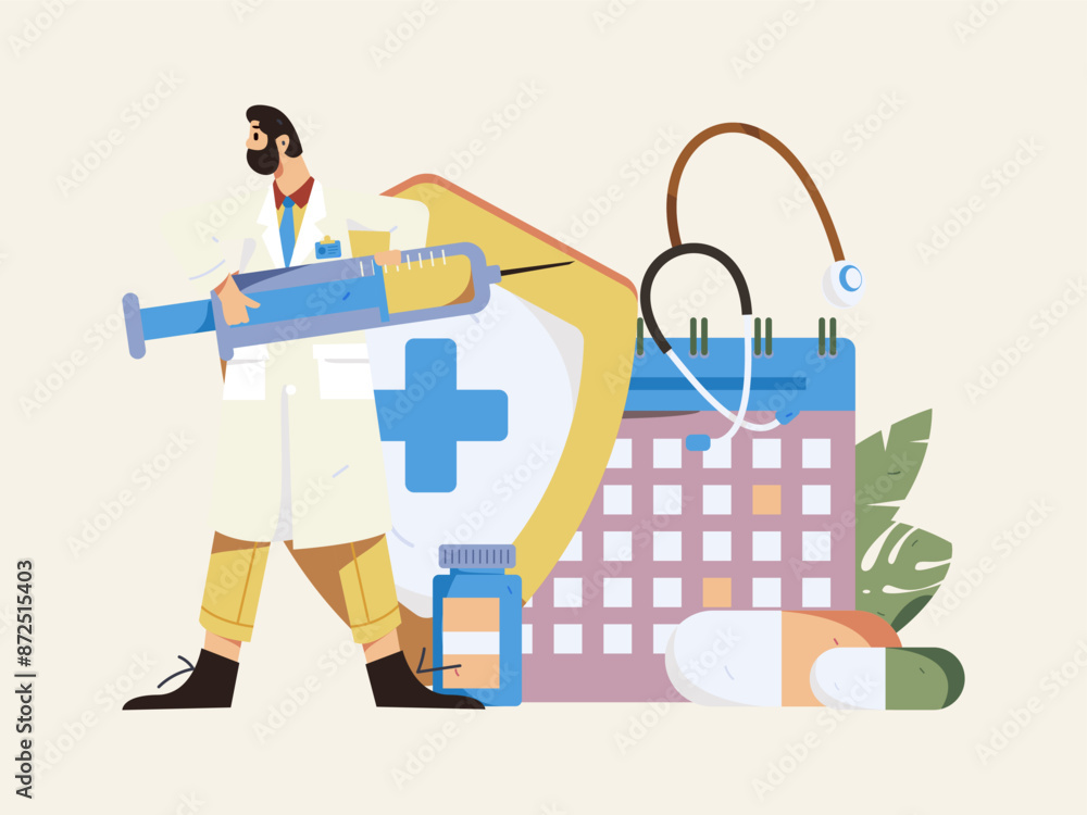 Doctor examines patient flat vector concept operation hand drawn illustration
Doctor examines patient flat vector concept operation hand drawn illustration