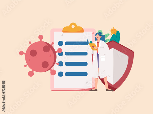 Doctor examines patient flat vector concept operation hand drawn illustration 