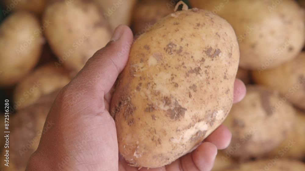 pov shot of man choosing fresh potato at the store pov shot of man choosing fresh potato at the store