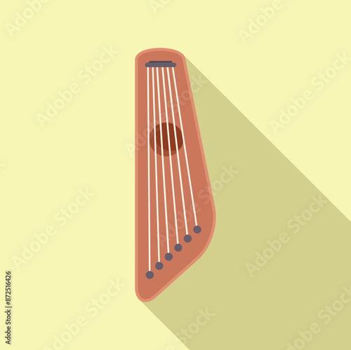 Flat illustration of a baltic psaltery, a wooden folk music instrument