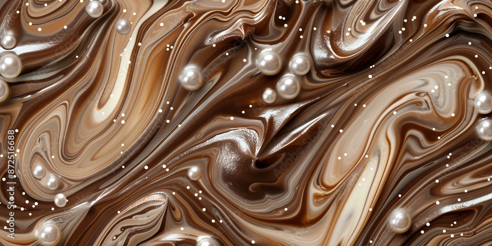 abstract of close up of swirling chocolate and cream, generative AI abstract of close up of swirling chocolate and cream, generative AI